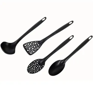 Set 4 Ustensile de Servit din Plastic Negru pentru Bucătărie