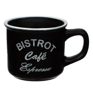 Cana mini ceramică pentru cafea, 140ml, alb-negru