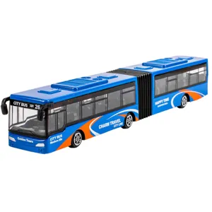 Autobuz Miniatură Articulat Die Cast - Scala 1:48, Albastru și Galben
