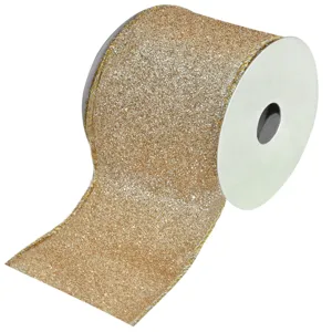 Panglică Decorativă Glitter Bej Sampanie pentru Brad de Craciun