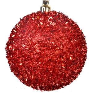 Globuri de Crăciun Tinsel Roșii Set 6 Bucăți Diametru 8cm