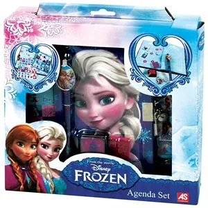 Set Agenda cu lacăt, stilou, autocolante, ștampilă și cerneală, Frozen, Multicolor