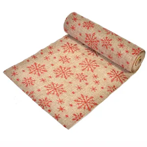 Tesatură Decorativă Crăciun Bej cu Roșu Glitter 5m x 24cm