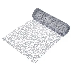 Plasă Decorativă Glitter Argintie pentru Decorațiuni de Crăciun