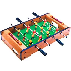 Fotbal de masă din lemn cu tije metalice și contor de poartă