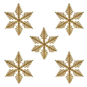 Set Ornamente Brad de Craciun Fulgi Aurii Glitter 10cm
