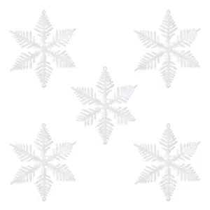 Ornamente Brad Crăciun Fulgi Albi Irizați Glitter Set 5 Bucăți