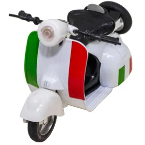 Motocicletă Jucărie Vespa Albă Miniatură Die Cast cu Sunet și Lumini 1:14