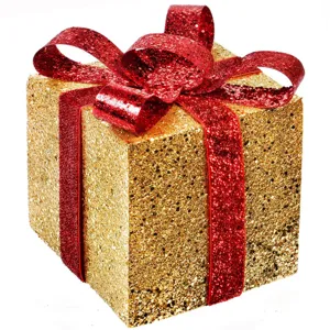 Cadou decorativ de Craciun din spuma auriu cu panglică glitter