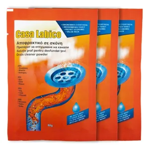 Soluție praf pentru desfundat țevi cu apă caldă, Set 3 buc, 80g