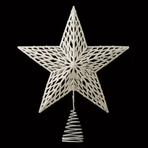 Vârf pentru brad, Stea 3D, Alb Irizat, 33 cm