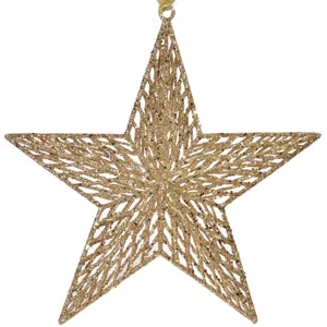 Ornament Stea de Crăciun cu Glitter, Culoare Bej-Auriu