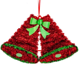 Decoratiune de perete tinsel clopote roșu verde pentru Crăciun