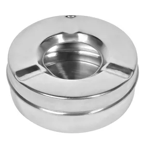 Scrumiera Rotundă din Inox Argintie – Design Elegant