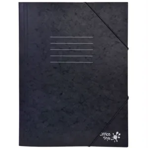 Mapă prespan din hârtie, Neagră, cu elastic, 25,5x34,5cm
