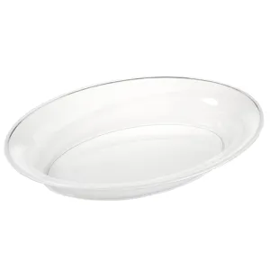 Platou de servire oval adânc transparent din plastic 41x28x6 cm