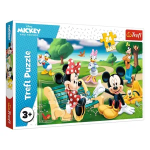 Puzzle pentru copii cu Mickey si Minnie Mouse in parc, 24 piese maxi, multicolor