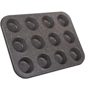 Forma de copt metalica pentru muffins si cupcakes, 12 locuri, 35x26 cm