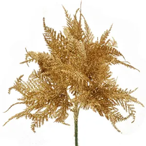 Floare decorativă crăciun aurie cu glitter, crenguțe decorative 30 cm
