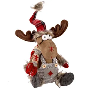 Figurina Decorativă Ren Crăciun, 20cm, Multicolor, Poliester