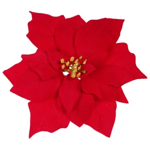 Poinsettia Catifelată Roșie pentru Decorațiuni de Crăciun
