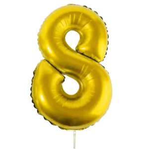 Balon Petrecere Aur Metalizat Număr 8, Dimensiune 23 cm