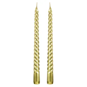 Lumânări sfesnic aurii cu dungi 35 cm - Set de 2 bucăți