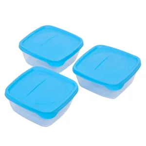 Set caserole transparente cu capac bleu pentru depozitarea alimentelor
