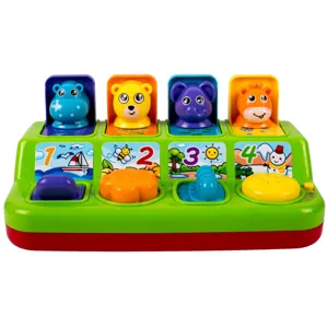 Jucarie Pop Up cu Animale, Sunet si Lumina, Multicolor