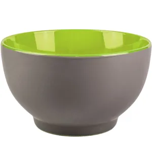 Bol ceramic 600 ml, Verde Lime cu Gri, Diametru 14 cm