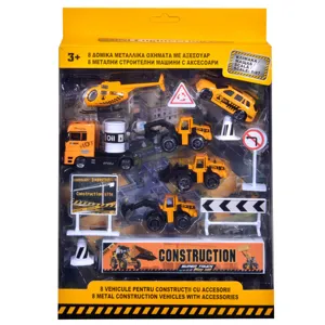 Set 8 vehicule de construcții metalice scala 1:87 accesorii