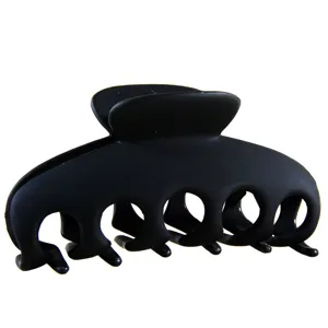 Clamă de păr neagră rubber mat, 9 cm pentru stilizare elegantă