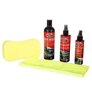 Set de curatare auto cu suport, 5 piese, galben