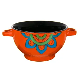 Bol pentru supă porțelan mandala 650 ml cu mâner