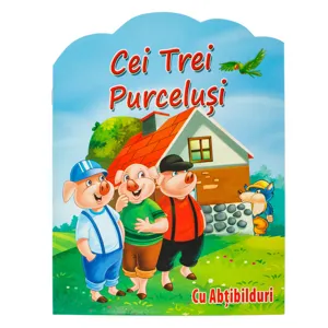 Carte cu povestea Celor Trei Purceluși, cu autocolante, 21x28 cm, Multicolor