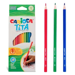 Set 12 creioane colorate subțiri cu corp plastic și vârf rezistent