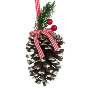 Ornament de Crăciun din Lemn cu Con și Ramură, 15cm