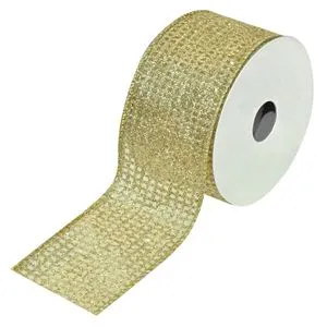 Panglica Decorativă Brad de Craciun Bej Sampanie Patratele 5m