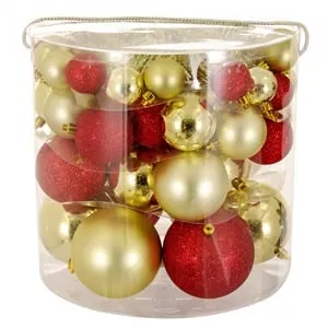 Set Globuri de Crăciun Aurii Rosii Mat Stralucitoare Glitter