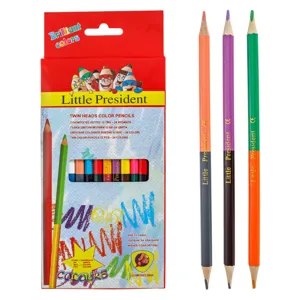 Set 12 Creioane Colorate Duble cu Două Vârfuri și Mâner Confortabil