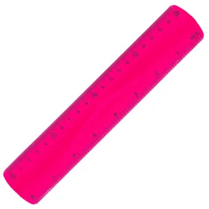 Rigla flexibilă fucsia 20 cm cu gradații în cm și inch