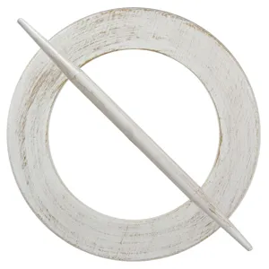Accesoriu perdea din lemn, formă de inel, alb și auriu, 14 cm