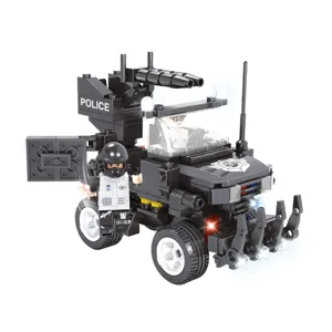 Set de Construcție Vehicul de Poliție, 229 Piese, Include 2 Figurine, Negru