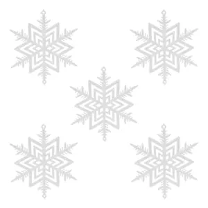 Set de 5 Ornate de Crăciun Fulg cu Glitter Alb