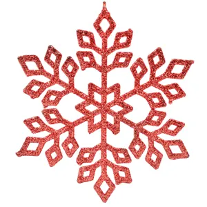 Ornament Brad de Craciun cu Fulg și Glitter Rosu, decorare festivă