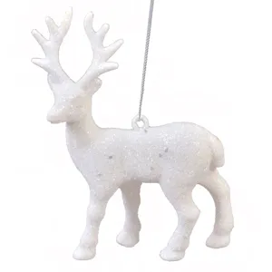 Ornament Brad de Crăciun Cerb Alb Glitter 12.5cm