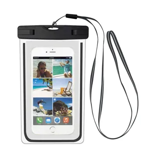 Husă impermeabilă pentru telefon mobil, 19.5x11.5cm, neagră, cu curea