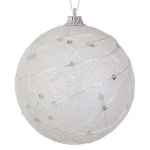 Set Globuri de Craciun Albe Fir Alb Ø8cm - 6buc