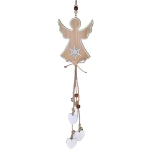 Ornament Suspendabil Crăciun Îngeraș din Lemn Bej - Decor Afecțiune Festivă
