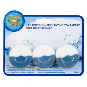 Pastile pentru rezervor WC, Set 3 buc, Alb și Bleu, 50g